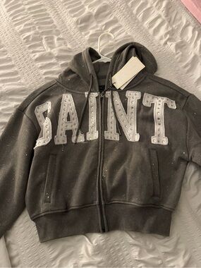 Gray Zip-Up Hoodie Jacket